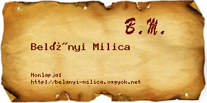 Belányi Milica névjegykártya